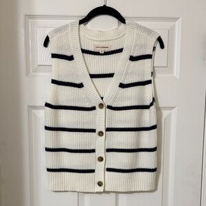 Lucky Brand V-Neck Sweater Vest - Cream and Black